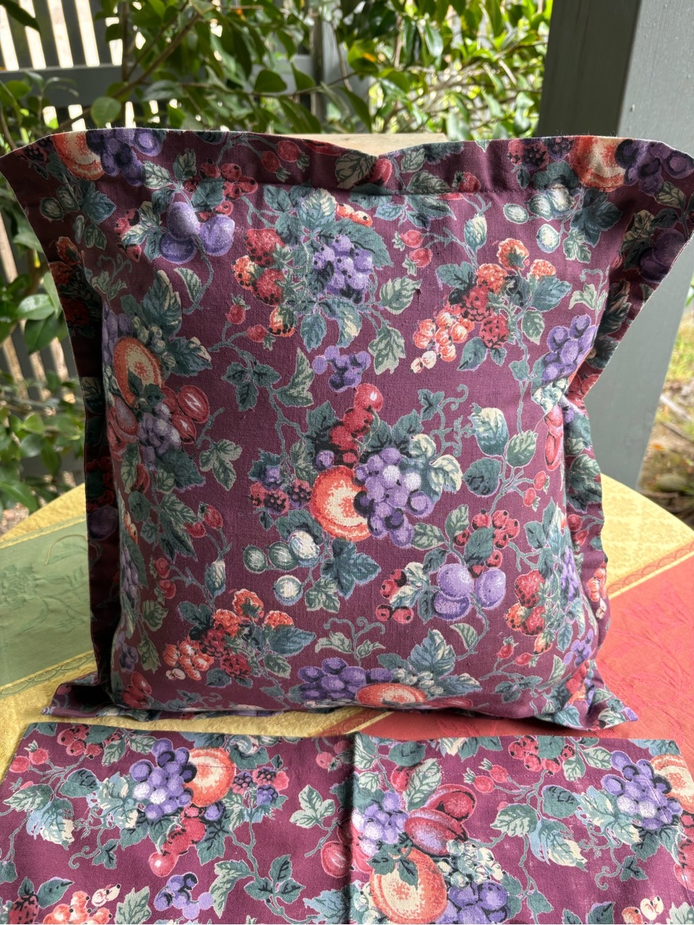 Hand Block Print Set of 2 Fruit Patterned Accent Pillow Covers